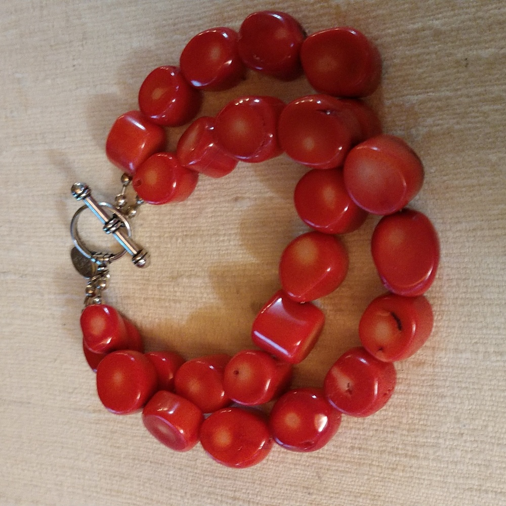 Red stone 925 silver braclet